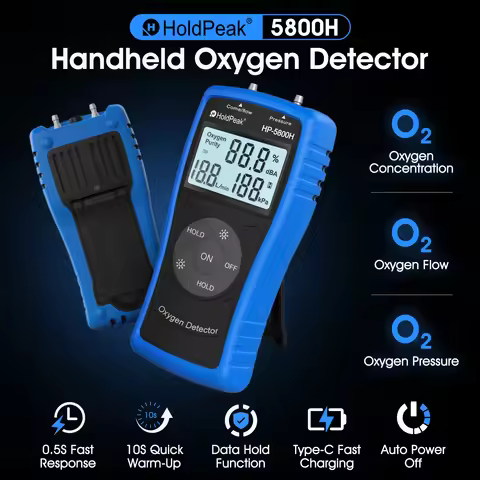 Handheld Ultrasonic Oxygen Detector 0-10L/min 21%-95.6% O2 Pressure Tester for PSA Concentrator Hold