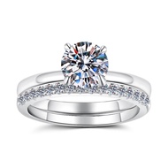 1CT Round Solitaire Moissanite Ring VVS S925 Sterling Silver Stackable Engagement Ring