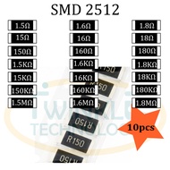 Resistor SMD 2512 1.5 ohm, 1.6 ohm, 1.8 ohm,  15 ohm, 16 ohm, 18 ohm, 150 ohm, 150K ohm, 160K ohm, 1