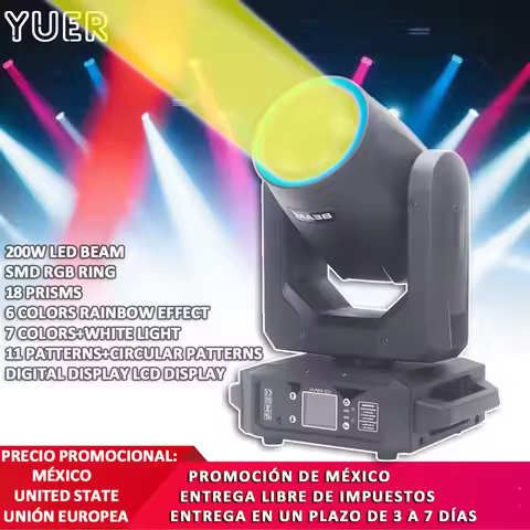 YUER LED 200W Beam With SMD Hole Colorful 18 Prism DMX Music Moving Head For Club Dj Dance Indoor Pa