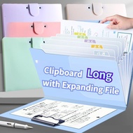 2-in-1 Clipboard with Expanding File Bag Long/A4 File Folder Clipboard 8 layers Folder Organizer