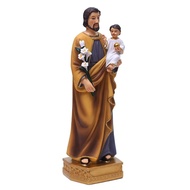 ☀Statue of St. Joseph Holding Jesus Resin Crafts Religious Ornaments Statue Figurine For Desktop yF