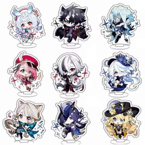 Popular Game Genshin Acrylic Keychain Cartoon Characters Mona Sucrose Barbatos Accessories Backpack 