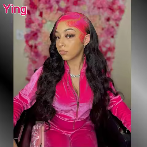 Ying Pink Root Colored 12A Body Wave 13x4 13x6 Transparent Lace Front Wig PrePlucked With Baby Hair 