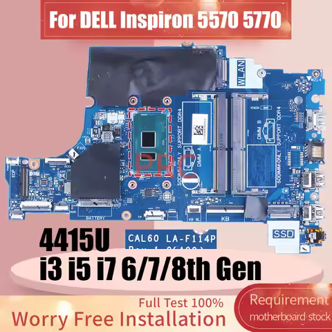 For DELL Inspiron 15 5570 5770 Laptop Motherboard LA-F114P 4415U i3 i5 i7 6/7/8th Gen 0M39NY 06PT7V 