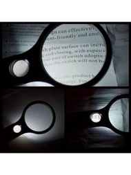 1入組帶led燈的照明雙鏡頭放大鏡,手持式雙玻璃放大鏡,小型夜用放大鏡,適用於設計或工具放大