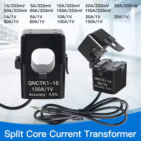 Split Core CT Clamp Current Transformer QNCTK1-16 100A 1V 50A 333mV 30A 3.33V 20A 5A 1A 0.333V AC Op