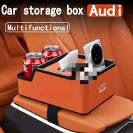 Audi Car tissue box cup holder Car armrest box storage box high-quality leather car organizer For A1
