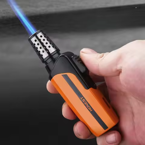 HONEST Windproof Direct Jet Gas Lighter BBQ Baking Cigar Lighting Outdoor Camping Ignition Portable 