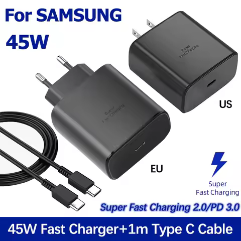 For Samsung 45W PD Charger Super Fast Charging USB Type C Wall Adapter For Galaxy S24 Plus S23 S22 U
