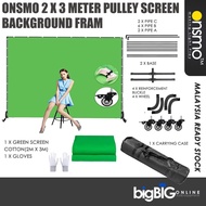 Onsmo 2Mx3M Pulley Screen Background Frame Backdrop Kit with Wheels With Screen Stand Heavy Duty Kit