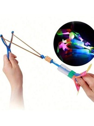 2入組大尺寸發光彈弓飛行箭,帶雙閃藍光劍型閃光箭,適用於聚會、野餐、郊遊和娛樂,隨機顏色