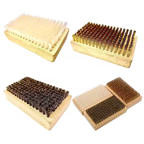 Wooden Handle Ski Brush Snowboard Tool Brass/Nylon/Horsehair Ski Waxing Brush Snowboard Maintenance 