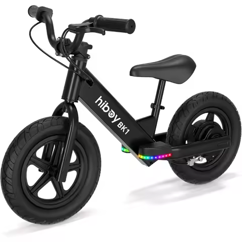 Electric Balance Bike for 12-Inch Tires 5.6/9 mph Adjustable Seat Up to 4.9 Miles Electric Bike for 
