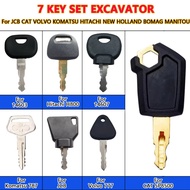 【Spot 】7Pcs Excavator Ignition Key Set Fit CAT JCB Volvo Hitachi Komatsu 777 787 14603 H800 Replacem