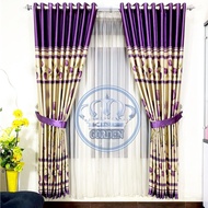 Gorden jendela ruang tamu aesthetic elegan Ukuran besar 12 gelombang motif tulif hijau biru ungu abu merah Panjang 230 cm/ gordeng korden hordeng pintu kamar kain printing import tipe semokering 12ring / Gorden jendela kamar &amp; ruang tamu