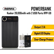 Remax KOOKER 20000 mAh LCD Power bank 20000mAh Dual USB Powerbank 2.1A RPP-59