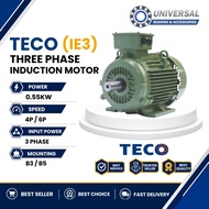 TECO MOTOR 3 PAHSE INDUCTION MOTOR (IE3) 0.55KW (0.75HP) B3 B5 ELECTRIC MOTOR 4 POLE 6 POLE