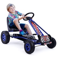 HOMGX Pedal Go Kart, Outdoor Kids Off-Road Go Kart with 2-Position Adjustable Bucket Seat, 2 Safety