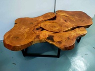 Kayan Wood Slab Coffee Table 2 In 1 Unique Shape 57L x 35D x 20H Inch Wood Slab/Slab Wood/Kayan/Jati