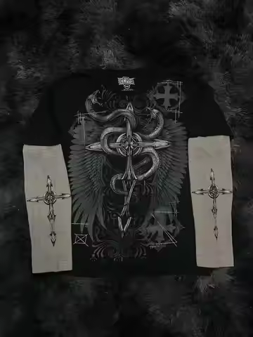 Street Y2K Oversized Long Sleeve MMA Elite T-Shirt Hip Hop Gothic Streetwear Unisex Couple Tee Summe