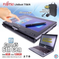 โน๊ตบุ๊ค/แท็บเลต ​Fujitsu Lifebook T726/N - Core i5 GEN 6 RAM 4-8 GB SSD 128 GB อัพได้ จอ 12.5 นิ้ว แถมปากกา หมุนจอได้ สัมผัสหน้าจอ Refurbished laptop used tablet 2023 By Totalsolutio