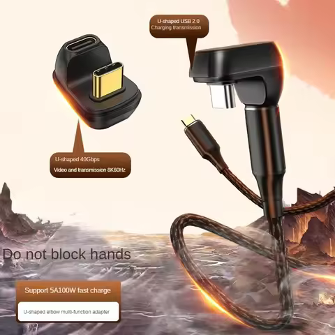 Type C To Type C Connector USB4.0 Type C Male To Female Connector 40Gbps 180 Degree Angle Up & Down 