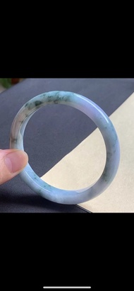 翡翠天然翡翠玉鐲 A玉手鐲玉鈪 • 紫藍飄花翡翠圓鐲