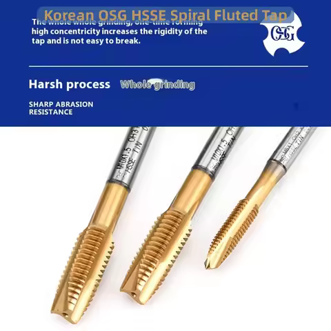 Korea OSG HSSE Spiral Fluted Tap Pointed TIN H SFT POT M1 M1.4 M2 M2.5 M3 M4 M5 M6 M8 M10 M12 Machin