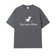 Github Short Sleeve T-Shirt Cotton round Neck Mens Summer Tee Google Offline Dinosaur Print Casual L