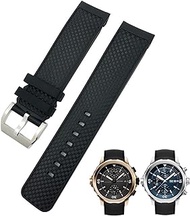 GANYUU 22mm Fluorine Rubber Watch Strap Soft Black Blue Watch Bands for IWC AQUATIMER FAMILY for Men Bracelet (Color : New version Black, Size : 22mm)