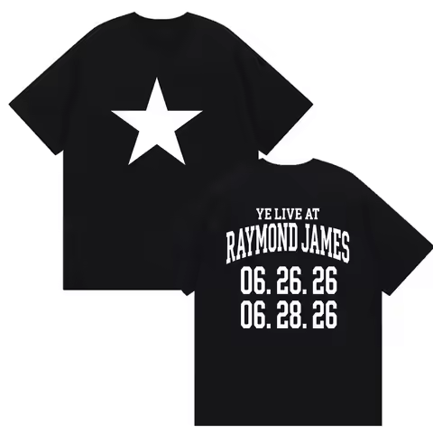 Kanye West Ye Live At Raymond James Tour 2026 Double Sided Print T Shirt Men Women Vintage Fashion O