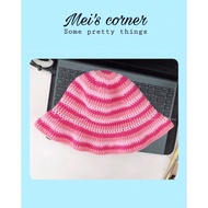 HANDMADE CROOKED WOMAN HAT WITH COLOR-MIXED STRIPES - ACTIVE SUMMER MIXED COLOR WOMAN HAT