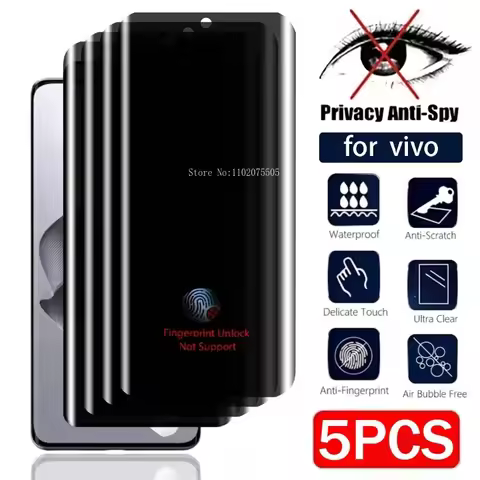 5Pack Privacy Tempered Glass Protector for Vivo X200 Ultra X100 Pro X100s X200 FE X200Pro Mini Easy