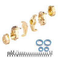 CrazyHobby Brass Steering Knuckles with Bearings Portal Cover Weights & Front C-Hub Carrier Upgrade 