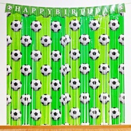 Soccer Birthday Party Fringe Curtains Decorations Supplies, 2 Pack 3.3 x 6.6ft Tinsel Foil Fringe Ph