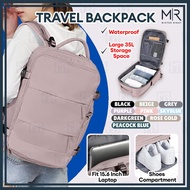 MR 15.6/16.1 Inch 35L Large Travel Backpack Woman Backpack Travel Beg Galas Belakang With Shoe Compa