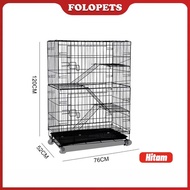 FOLOPETS KANDANG KUCING 4 TINGKAT XL (90X57X125 CM) - RODA GESER RUANG LUAS & AMAN UNTUK 3 KUCING! B