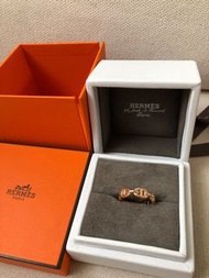 ［全新］Hermes 18k 玫瑰金豬鼻戒指 Hermes Enchainee Rose Gold Ring Size 56