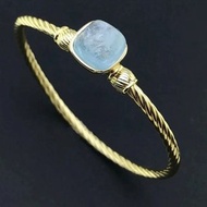 海藍寶手鐲，天然海藍寶，銀手鐲，手工手鐲