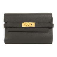 HERMES Epsom皮革Kelly Compact Wallet金扣錢包
