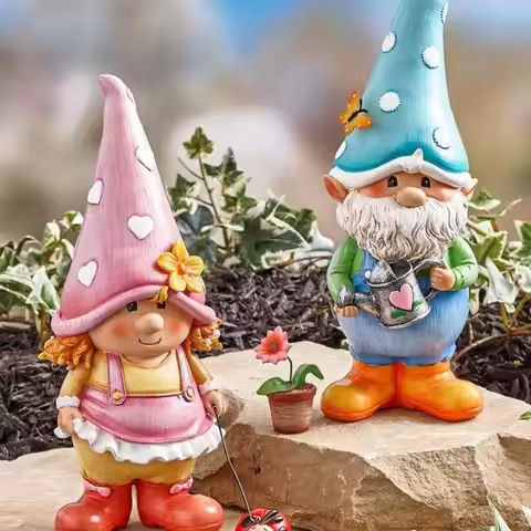 Cute Handmade Garden Gnome Figurine Cartoon Resin Craft Dwarf Miniatures 3D Elf Dwarf Ornaments Indo