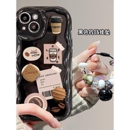新款泡泡瑪特手機殼適用蘋果16promax手機殼iPhone15立體蘋果手機殼13咖啡公仔掛墜12mini硅膠casetify手機殼
