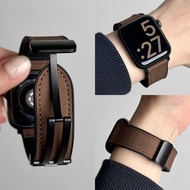 Leather Magnetic Strap compatible for apple Watch series 10 42mm 46mm Geniune Loop strap for iWatch 