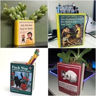 Reading Vase Pencil Holder,F*ck You and These Plants Cat Book Pencil Holder Pencil Cases Boxes