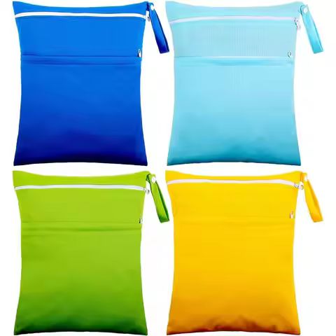 New Waterproof Wet Dry Bag Toiletries Bag Reusable Nappy Dry Bag with Two Pockets Swimsuit Storage Y