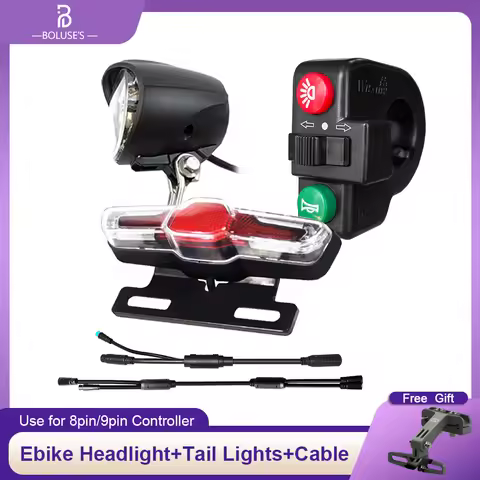 E-Bike light set with Waterproof plug，Headlight with Horn ，Tail Light with Rear Turn Signal Light,36