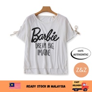 Women Letter Words Round Neck Off Shoulder Top