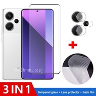 3 in 1 Tempered Glass Full Cover Screen Protector For Redmi Note 13 Pro+ 5G 13C 13R 12 Pro Plus 5G 4