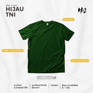 HIJAU HN2 Plain Antibacterial T-Shirt Green Tni Adult Short Sleeve Premium Cotton Combed 30s SML-XL-